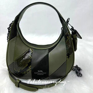 Coach Carmen Mini Crossbody Bag with Patchwork In Leather/OLIVE Multi CCE64